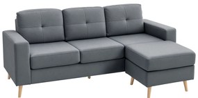 HOMCOM Canapea dreapta 3 locuri și taburet modular cu brațe design scandinav 193 x 136 x 85 cm gri antracit | Aosom Romania