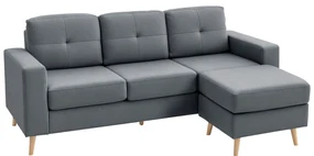 HOMCOM Canapea dreapta 3 locuri și taburet modular cu brațe design scandinav 193 x 136 x 85 cm gri antracit | Aosom Romania