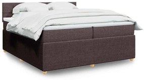 vidaXL Pat box spring cu saltea, maro închis, 200x200 cm, textil
