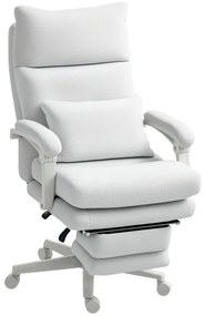 HOMCOM Scaun rotativ, aspect de in, ajustabil în înălțime, cu înclinare de 160 de grade, suport pentru picioare, crem | Aosom Romania