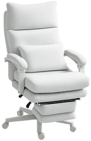 HOMCOM Scaun rotativ, aspect de in, ajustabil în înălțime, cu înclinare de 160 de grade, suport pentru picioare, crem | Aosom Romania