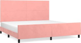 vidaXL Cadru de pat cu tăblie, roz, 200x200 cm, catifea