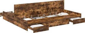 vidaXL Cadru de pat cu depozitare Stejar fumuriu 200 x 200 cm