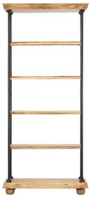 286269 vidaXL Bibliotecă cu 5 rafturi 80x35x180 cm, lemn masiv mango și oțel