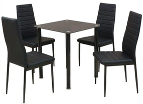 Set masa si scaune de bucatarie, negru, 5 piese Negru, 5