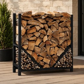 Suport lemne semineu din metal,homs negru,80x30x80 cm