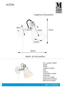 Aplică de perete Markslöjd Alton, alb