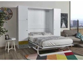 Pat rabatabil dublu cu birou Diva (LOFT) Double Table (140X190) - FARA DULAPURI LATERALE - Alb Mat