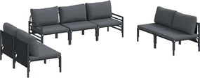 vidaXL Set de canapele pentru grădină cu pernă 7 pcs Negru Oțel
