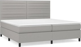 vidaXL Pat box spring cu saltea, gri deschis, 200x200 cm, textil