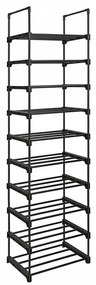 Suport pantofi cu 10 rafturi, metal / plastic, negru, Vasagle