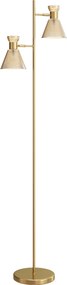 HOMCOM Lampă de podea modernă cu 2 lumini și capete reglabile, întrerupător cu pedală, aur | Aosom Romania