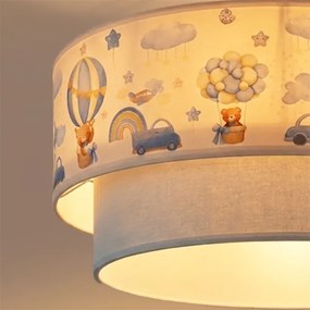 Brilagi-LED Lustră aplicată pentru copii BOBO, 1xE27/60W/230V, Ø 40 cm, crem/albastru, cu ursuleț