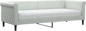 vidaXL Pat de zi cu saltea, gri deschis, 80x200 cm, catifea