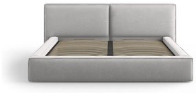Pat matrimonial gri deschis tapițat cu spațiu de depozitare și somieră 160x200 cm Arendal – Cosmopolitan Design