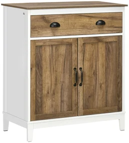 HOMCOM Dulap Multifuncțional Rustic din PAL cu Sertar și Spațiu de Depozitare, 78.5x39x89.4cm, Design Clasic, Alb | Aosom Romania
