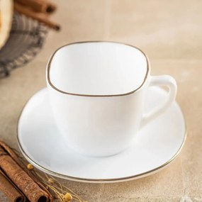 Set cesti cafea 12 piese, opal, alb cu auriu, 220 ml Kinghoff KH-1930