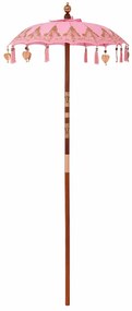 vidaXL Parasol Balinez Altele Roz x 260 cm Bumbac și lemn masiv