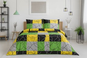 Lenjerie de pat din bumbac pentru 2 paturi CHESS LIME, colorată Dimensiune lenjerie de pat: 2 buc 70 x 90 cm | 2 buc 140 x 200 cm