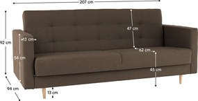 Canapea cu 3-locuri tapiţat, material ciocolatiu, AMEDIA