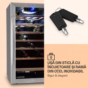 Klarstein Vivo Vino 26, 88 litri, răcitor de vin, 26 sticle, negru, LED