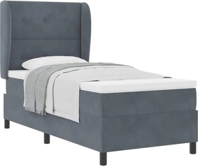 vidaXL Pat cu arcuri cu saltea Gri închis 200 x 100 cm Catifea