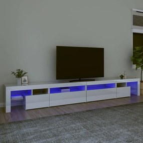 Comoda TV cu lumini LED, alb extralucios, 290x36,5x40 cm 1, Alb foarte lucios, 290 x 36.5 x 40 cm