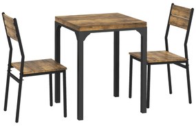 HOMCOM Set masa de dining cu 2 scaune encastrabile, pentru bucatarie living casa, rustic | Aosom Romania