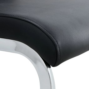 Set de 2 Scaune moderne pentru sufragerie, cu spătar înalt, din PU și material textil, pentru Bucătărie și birou, Negru