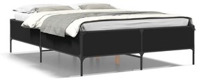 3279787 vidaXL Cadru de pat, negru, 160x200 cm, lemn prelucrat și metal
