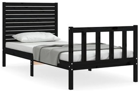 3193195 vidaXL Cadru de pat cu tăblie, negru, 90x200 cm, lemn masiv