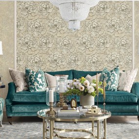 Tapet de lux living, bej cu auriu, model Florenta