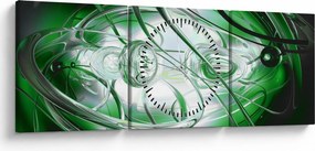 Tabloul abstract verde (cu ceas) (90x30 cm)
