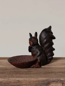 Tăviță decorativă veveriță, din rășină, finisaj maro antichizat, 25x14x19 cm, "Écureuil"