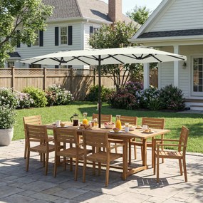 Outsunny Umbrelă de grădină exterioară, umbrelă dublă mare 4,6 m cu manivelă și protecție UV50+, husă de protecție, crem | Aosom Romania