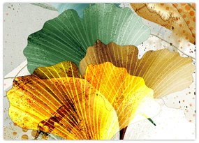 Tablou pe sticlă - Frunze (70x50 cm)