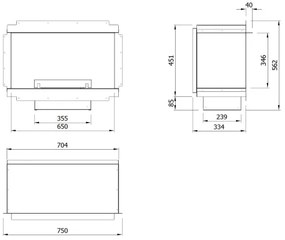 Șemineu BIO încorporat Planika Senso Fireplace BEV 56,2x75 cm 2,5kW + telecomandă