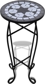 vidaXL Masă laterală cu mozaic pentru plante, negru și alb