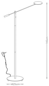 Lampadar LED dimabil Lucide 19766/09/12 ANSELMO LED/9W/230V crom