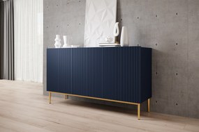 Comoda Nicole 150 cm - MDF albastru închis / picioare aurii