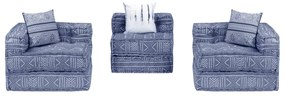 Canapea puf modulara cu 3 locuri, indigo, material textil 1, Indigo, Canapea cu 3 locuri cu spatar si cotiera