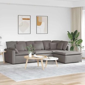 vidaXL Canapea modulară cu taburet și perne, textil, gri taupe