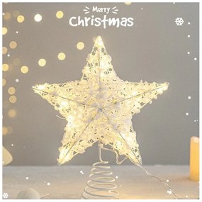Stea luminoasa LED pentru pomul de Craciun WHITE STAR 25 cm, alba