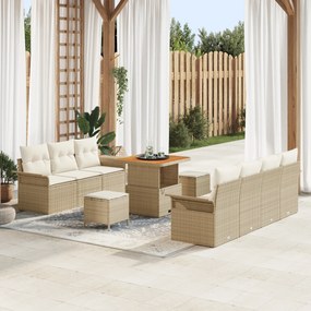 vidaXL Set de canapele pentru grădină 10 pcs Bej poliratan