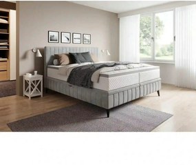 Pat CAYA 180x200, stofa catifelata bej - Whisper 03, cu suport saltea,