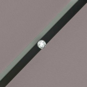 Outsunny Umbrelă de Grădină Inclinabilă Ø265 cm cu 32 Lumini LED Solare și Manivelă, Umbrelă de Exterior cu 8 Spițe, din Oțel și Poliester, pentru Patio, Curte, Balcon, Terasă, Gri | Aosom Romania