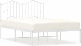 vidaXL Cadru de pat metalic cu tăblie, alb, 120x190 cm