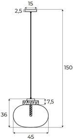 Pendul modern din sticla si marmura MOONSTONE chihlimbar, alb