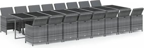 vidaXL Set mobilier de grădină cu perne, 17 piese, gri, poliratan