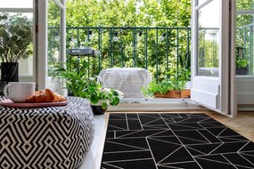 Covor sisal Floorlux 20605 negru si argint Triunghiuri, Geometric - SECUNDAR-COTATI PRODUSUL
